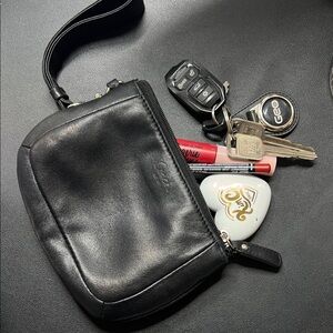 Coach Ashley Midnight Black Smooth Leather Large Wristlet / Clutch